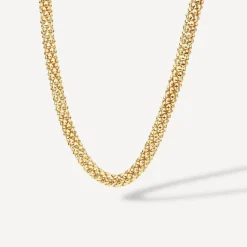 Silver & Yellow Gold Plated Popcorn Tube Necklet