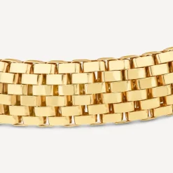 Silver & Yellow Gold Plated Wide Woven Brick Link Bracelet