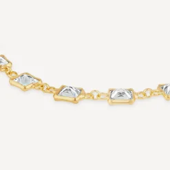 Silver & Yellow Gold Plated Rectangle Cubic Zirconia Series Bracelet