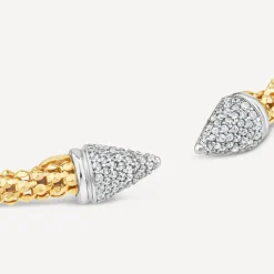 Silver & Yellow Gold Plated Popcorn Cubic Zirconia Cone Bangle