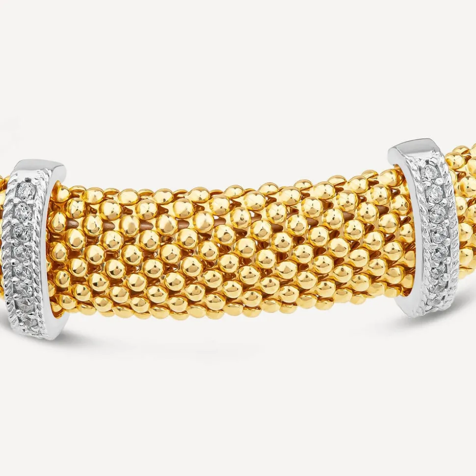 Silver & Yellow Gold Plated Heavy Weight Popcorn Bangle