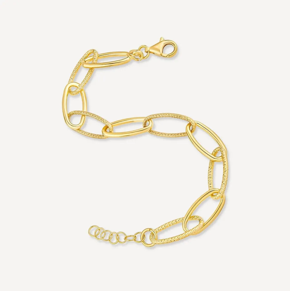 Silver & Yellow Gold Plated Open Curb Link Bracelet