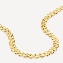Silver & Yellow Gold Plated Brick Link Necklet