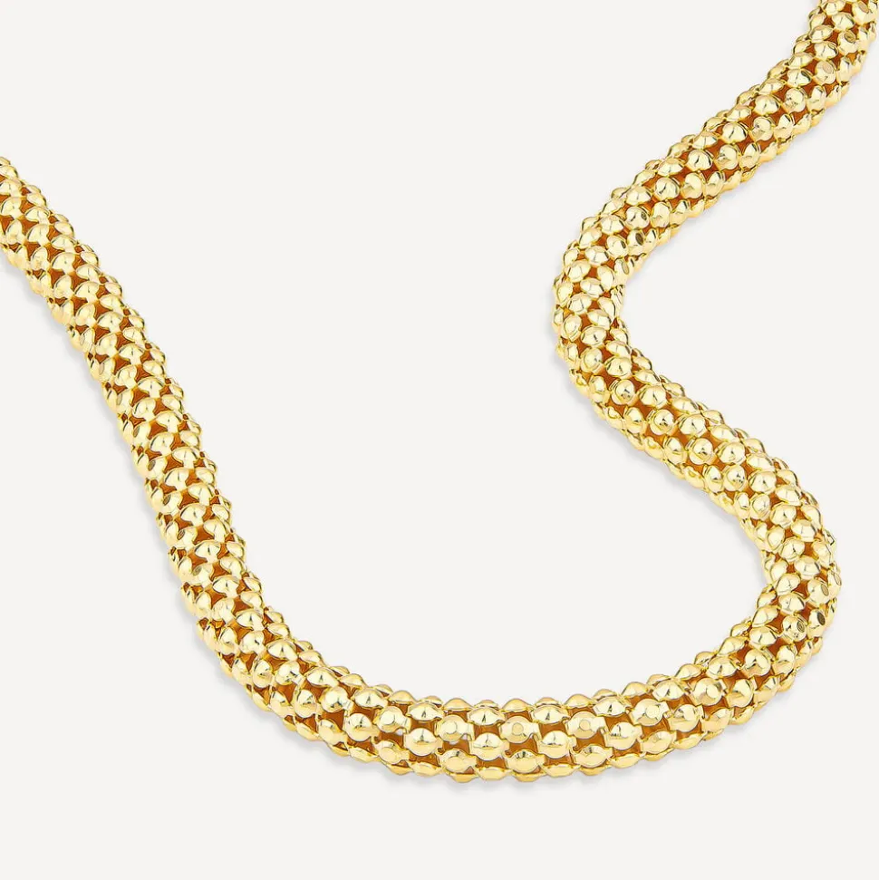 Silver & Yellow Gold Plated Popcorn Tube Necklet