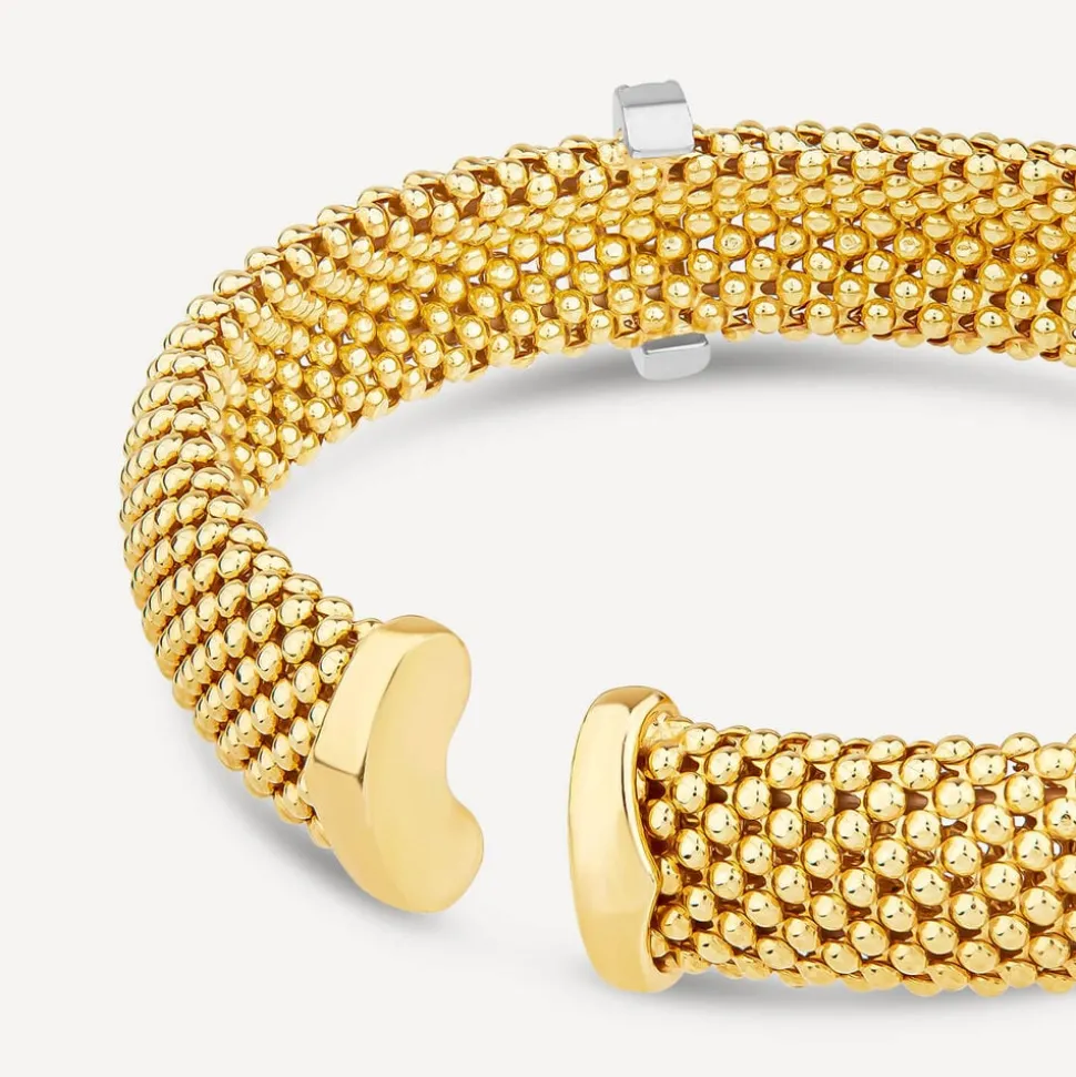 Silver & Yellow Gold Plated Heavy Weight Popcorn Bangle