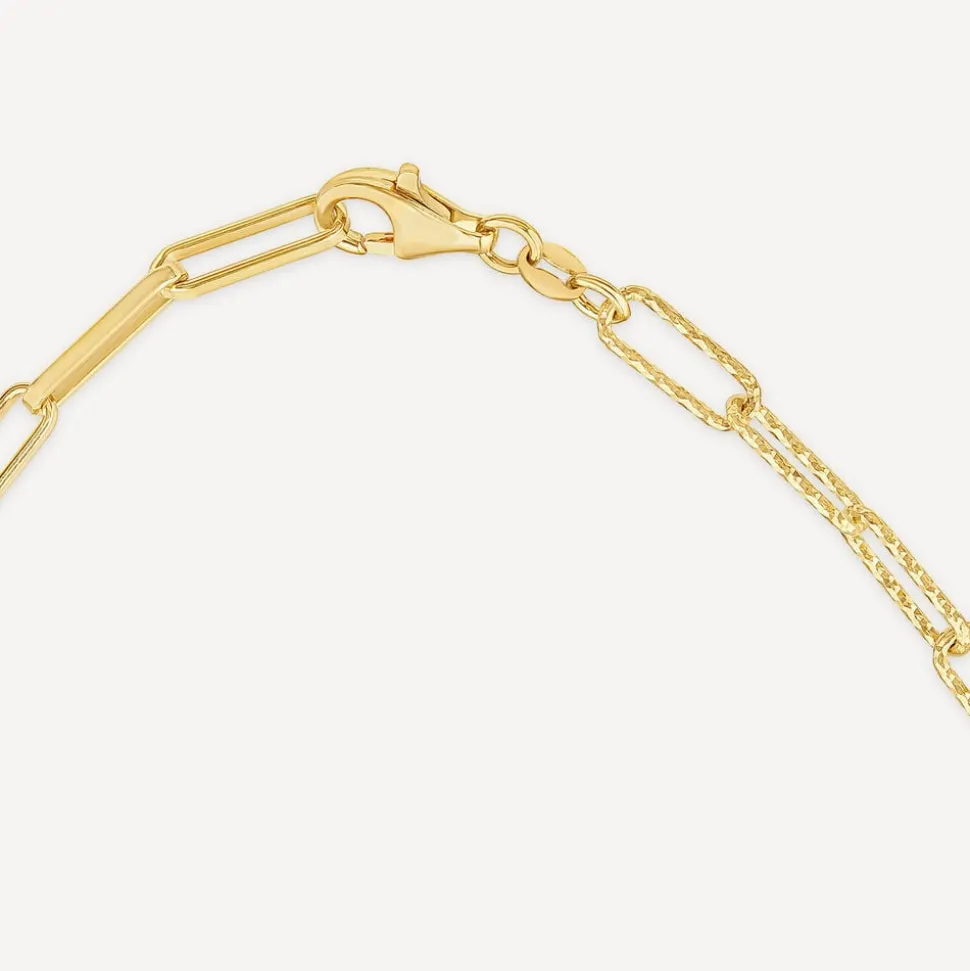 Silver & Yellow Gold Plated Two Tone Paperlink Cubic Zirconia Necklet