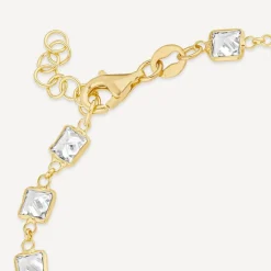 Silver & Yellow Gold Plated Rectangle Cubic Zirconia Series Bracelet