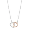 Silver and Rose Gold-Plated Interlocking Hearts Necklace