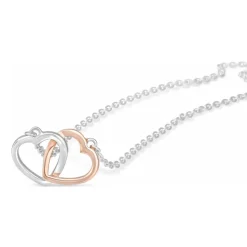 Silver and Rose Gold-Plated Interlocking Hearts Necklace