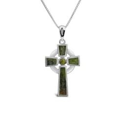 Silver Connemara Marble Cross Pendant