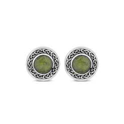 Silver Connemara Marble Celtic Knot Stud Earrings