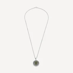Silver Connemara Marble Round Celtic Knot Pendant