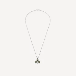 Silver Connemara Marble Shamrock Pendant
