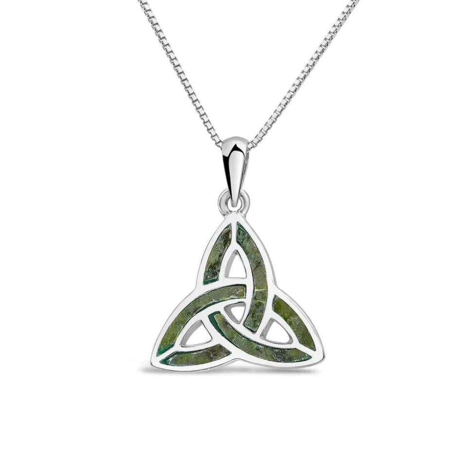 Silver Connemara Marble Trinity Knot Pendant