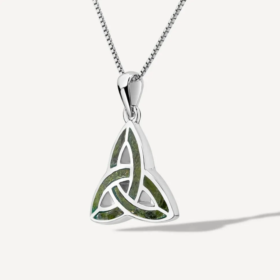 Silver Connemara Marble Trinity Knot Pendant