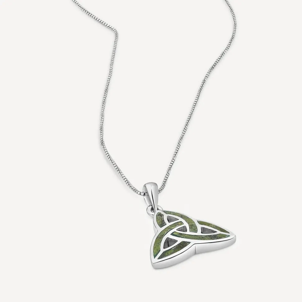 Silver Connemara Marble Trinity Knot Pendant