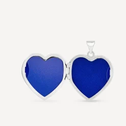 Silver crystal heart locket (Chain Included)