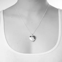 Silver crystal heart locket (Chain Included)