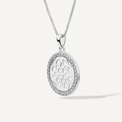 Silver Cubic Zirconia Celtic Knot Round Pendant