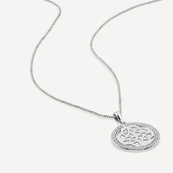 Silver Cubic Zirconia Celtic Knot Round Pendant