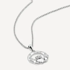 Silver Cubic Zirconia Claddagh Pendant