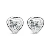 Silver cubic zirconia heart stud earrings