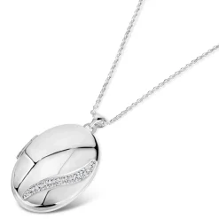 Silver cubic zirconia locket (Chain Included)