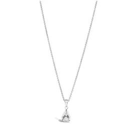Silver cubic zirconia teardrop pendant (Chain Included)