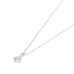 Silver cubic zirconia teardrop pendant (Chain Included)