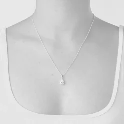 Silver cubic zirconia teardrop pendant (Chain Included)