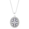 Silver cubic zirconia vintage-style locket (Chain Included)