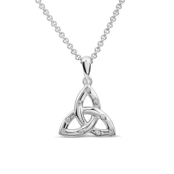 Silver Flush Set Cubic Zirconia Small Trinity Knot Pendant