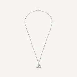 Silver Flush Set Cubic Zirconia Small Trinity Knot Pendant