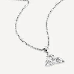 Silver Flush Set Cubic Zirconia Small Trinity Knot Pendant