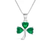 Silver Green Crystal Shamrock Pendant