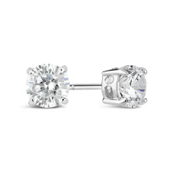 Silver 7mm cubic zirconia stud earrings