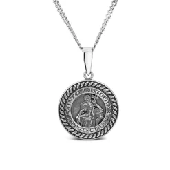 Silver Oxidised St.Christopher Medal Pendant