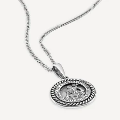 Silver Oxidised St.Christopher Medal Pendant