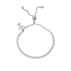 Silver Plated Crystal Angel Charm Tennis Bracelet