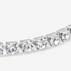 Silver Plated Crystal Angel Charm Tennis Bracelet