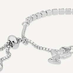 Silver Plated Crystal Angel Charm Tennis Bracelet