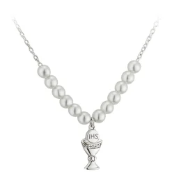 Silver Plated Pearl Communion Chain (Chain Included)