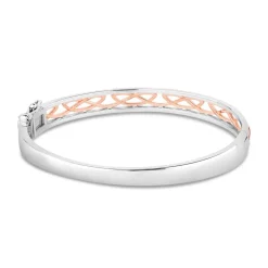 Silver Rose Gold Plated Celtic Knot Design Ladies Bangle