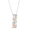 Silver Rose Plated Cubic Zirconia Shamrock And Trinity Knot Pendant