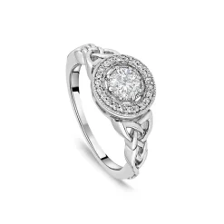 Silver Trinity Knot Cubic Zirconia Cluster Ring