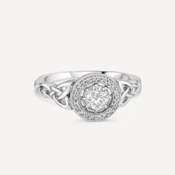 Silver Trinity Knot Cubic Zirconia Cluster Ring