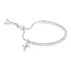 Silver-Plated Crystal-Set Slider Bracelet With Cross Charm