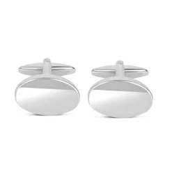 Silver-Plated Polished Oval Cufflinks