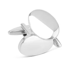 Silver-Plated Polished Oval Cufflinks
