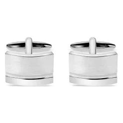 Silver-Plated Rectangle Line Cufflinks